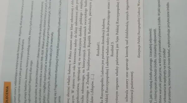 Fragment tekstu z pytaniami dotyczącymi źródeł historycznych i ich wykorzystania.