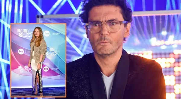 Żaneta Rosińska, wiek nieznany, na tle niebieskich świateł. Obok niej mężczyzna w okularach.