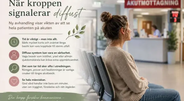 Kvinna väntar på akuten. Diffusa symtom som trötthet kan vara tecken på laktosintolerans. Lyssna på kroppens signaler.