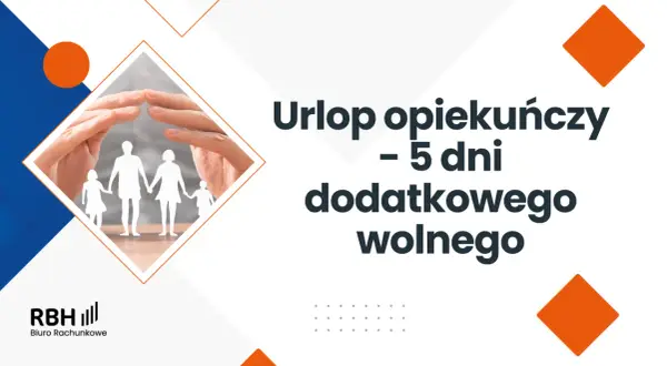 Ręce chroniące rodzinę z papieru. Informacja o 5 dniach dodatkowego wolnego, czyli bezpłatny urlop opiekuńczy.