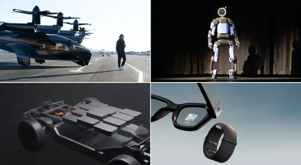 Latający pojazd, robot, podwozie samochodu elektrycznego i inteligentne okulary.