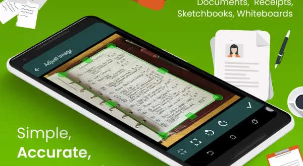 Móvil escaneando un cuaderno de gastos. Aprende cómo escanear un documento con el móvil de forma simple y rápida.