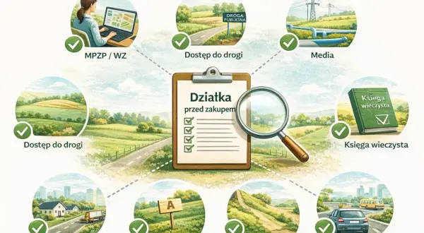 Działka inwestycyjna co to znaczy? Sprawdź MPZP, dostęp do drogi, media, księgę wieczystą, sąsiedztwo, klasę gruntu, ukształtowanie terenu i dojazd.