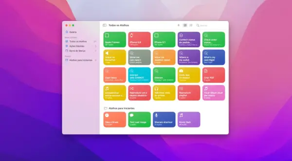 Ekran aplikacji Skróty na MacBooku, pokazujący jak skopiować coś na Macu, z listą dostępnych skrótów i opcji.