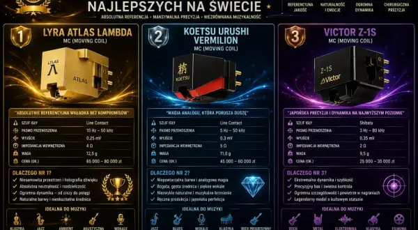 Porównanie wkładek MC: Lyra Atlas Lambda, Koetsu Urushi Vermilion i Victor Z-1S. Wybierz idealną wkładkę MM czy MC dla siebie.