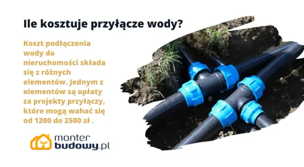 Instalacja wodna z niebieskimi złączkami w ziemi. Dowiedz się, jaki jest koszt przyłącza wody do nieruchomości.