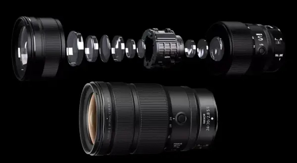 Dettagli interni dell'obiettivo Nikon Z 24-70mm f/2.8 S II, un'anteprima delle novità Nikon.
