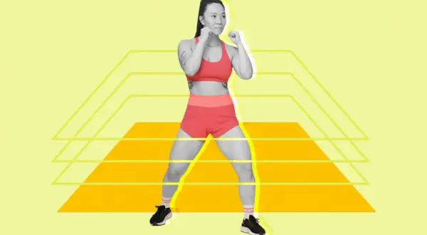 A boxer in red athletic wear stands in a fighting stance. The image asks, "how fast should a boxer run 3 miles?