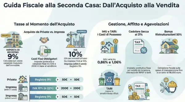 Guida fiscale per la **seconda casa**: acquisto, tasse, gestione e agevolazioni.