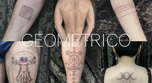 Tatuadores linea fina crean arte geométrico: el Hombre de Vitruvio, runas, lunas y patrones abstractos.