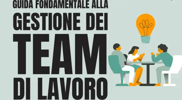 Guida alla gestione dei team di lavoro. Un team discute idee sotto una lampadina, evitando turni di lavoro non equi.