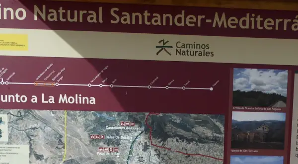 Ruta del Camino Natural Santander-Mediterráneo, con parada en Cobos junto a La Molina.