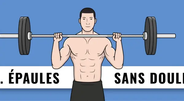 Un homme musclé soulève une barre avec des poids, développant son muscle épaule sans douleur.