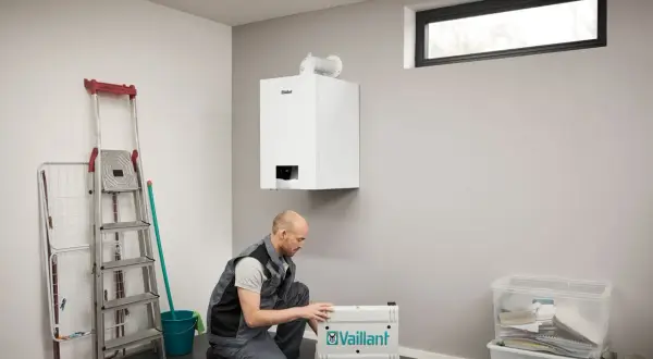 Instalator przygotowuje nowy piec gazowy Vaillant. Czy piec gazowy można odliczyć od podatku? Sprawdź ulgi termomodernizacyjne.