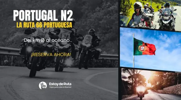 Motociclistas recorren la Portugal N2, la ruta nacional 2, "la ruta 66 portuguesa", del km 0 al océano. ¡Reserva ahora!