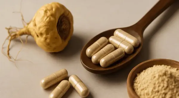 Maca-Wurzel, Kapseln und Pulver. Maca co to jest? Natürliche Energiequelle.