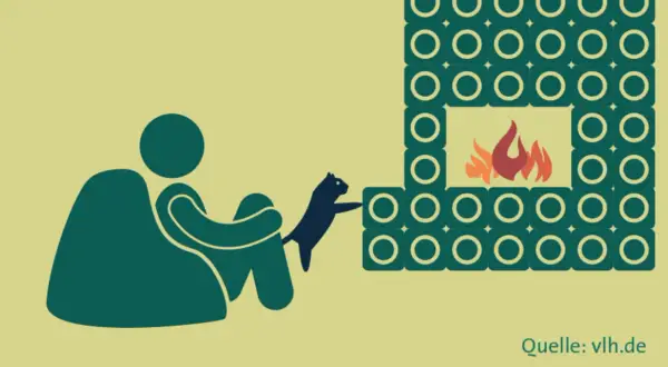 Eine Person und eine Katze sitzen vor einem Kaminofen mit Flammen. Ein Kaminofen steuerlich absetzbar kann Gemütlichkeit und Sparpotenzial bringen.