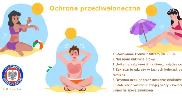 Unikaj słońca między 10 a 14, aby się nie poparzyć. Stosuj krem z filtrem, nakrycie głowy i okulary.