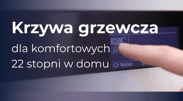 Krzywa grzewcza dla komfortowych 22 stopni w domu. Palec wskazuje ustawienie temperatury na ekranie.