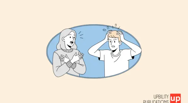 Una donna parla animatamente, mentre un uomo si tiene la testa, perche non so che dire.