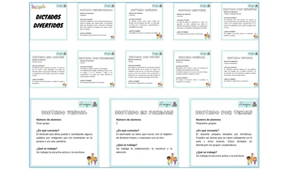 Diversos dictados divertidos para practicar la escritura y la escucha activa.