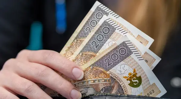 Dłoń trzyma banknoty 200 zł. Kto nie ma prawa do zasiłku dla bezrobotnych, musi radzić sobie sam.