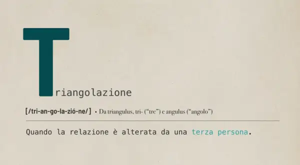 La "T" iniziale introduce la definizione di triangolazione, spiegando come una relazione possa essere alterata da una terza persona.