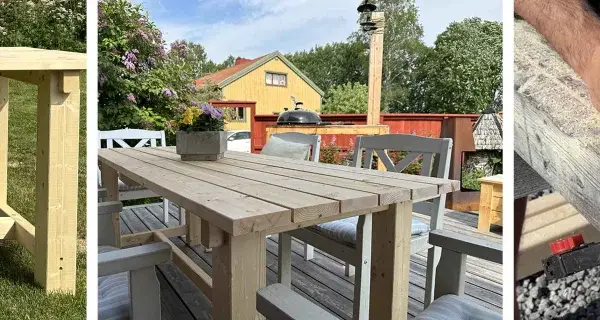 Bygga utebord: Enkla steg för att skapa ett robust utomhusbord. Trädetaljer och verktyg för att bygga ditt eget utebord.