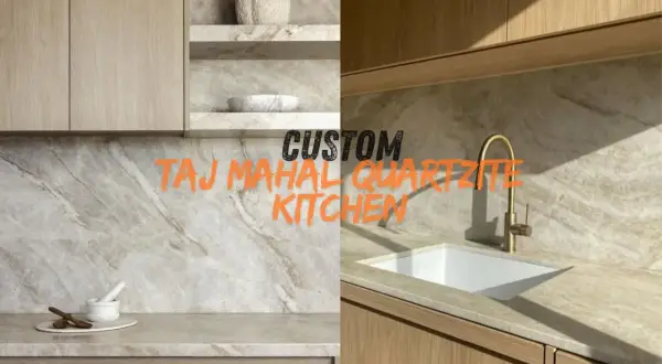 Cucina con piano in quarzite Taj Mahal, che cos'è il marmo? Superfici eleganti e venature naturali.