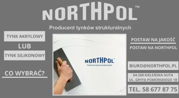 Ręka nakłada tynk na ścianę. Wybór: tynk akrylowy czy silikonowy? NORTHPOL.