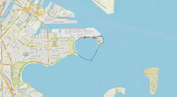 Mapa Bostonu z zaznaczoną trasą wokół Castle Island. Gdzie jest Boston? Tu!