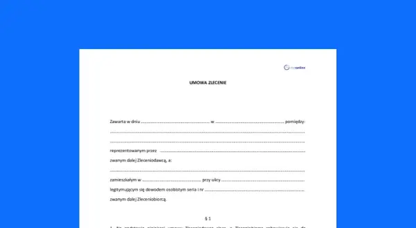 Umowa zlecenie, kluczowe dla odpowiedzi na pytanie: czy umowa zlecenie wlicza się do stażu pracy. Dokument zawiera dane stron i cel umowy.