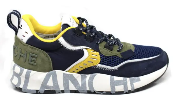 Scarpa da uomo con suola alta e scritta "BLANCHE". Un modello audace per chi ama distinguersi.