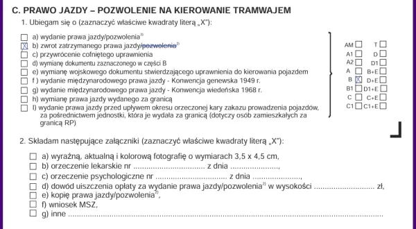 Formularz wniosku o zwrot zatrzymanego prawa jazdy po 3 latach zakazu. Co dalej?