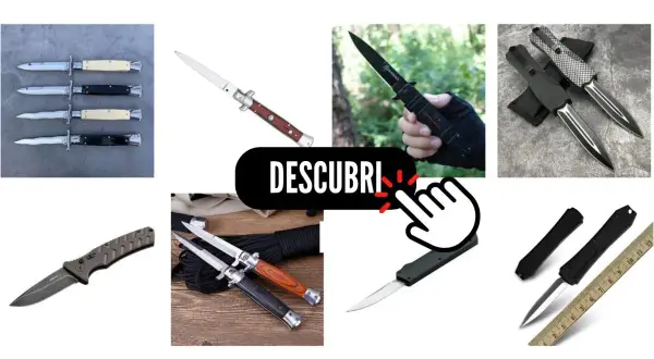Variedad de navajas de seguridad, algunas automáticas y otras de estilo clásico, listas para descubrir.