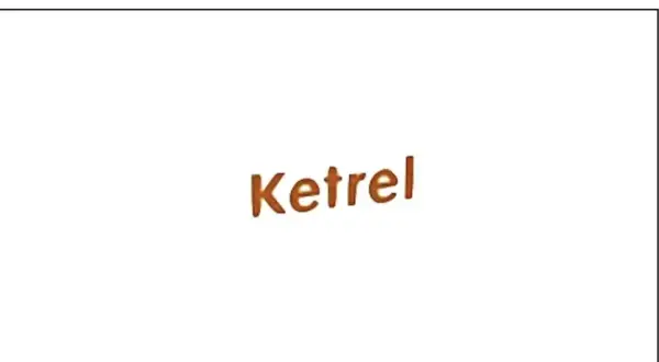 Napis "Ketrel" w kolorze brązowym. Informacja o potencjalnych skutkach ubocznych leku Ketrel.