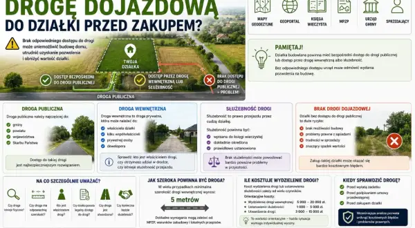 Sprawdź warunki zabudowy i dostęp do drogi publicznej przed zakupem działki, aby uniknąć problemów z budową i spadkiem wartości.