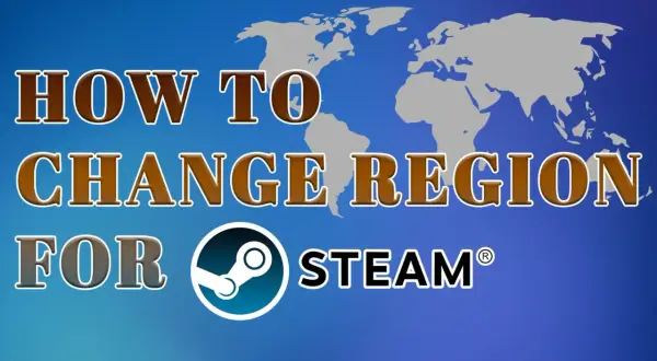 Jak zmienić region na Steam? Grafika z mapą świata i logo Steam.