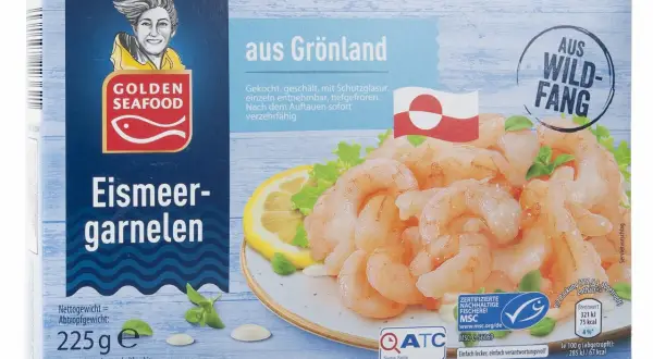 Golden Seafood Eismeergarnelen aus Grönland, beste Garnelen aus Wildfang, tiefgefroren, 225g.