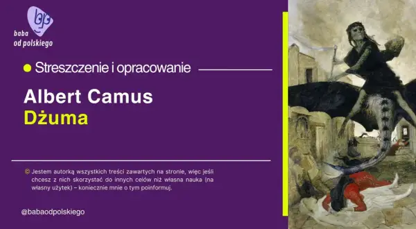 Obraz przedstawia alegorię dżumy, nawiązującą do egzystencjalizmu w dziele Alberta Camusa.