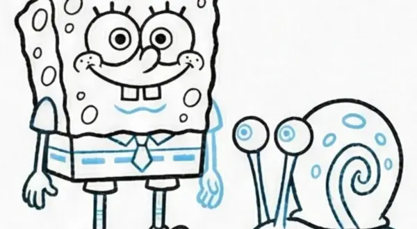 Bob Esponja y Gary, listos para colorear. ¡Una imagen perfecta para dar vida a tus personajes favoritos!