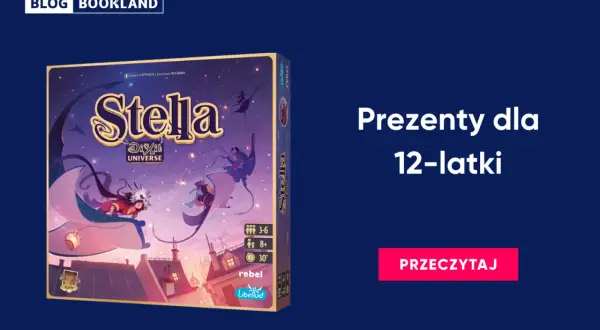 Pudełko gry planszowej "Stella Dixit Universe" z ilustracją nocnego nieba i postaci.