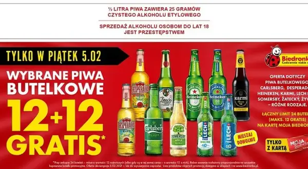 Jakie piwa na promocji 12 12 w Biedronce? Sprawdź, co zyskasz!