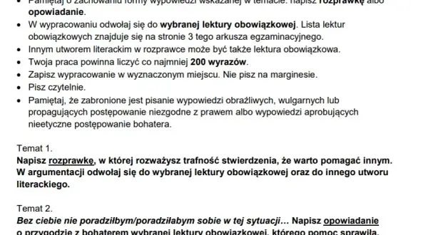 Ile punktów za rozprawkę na egzaminie ósmoklasisty - kluczowe informacje