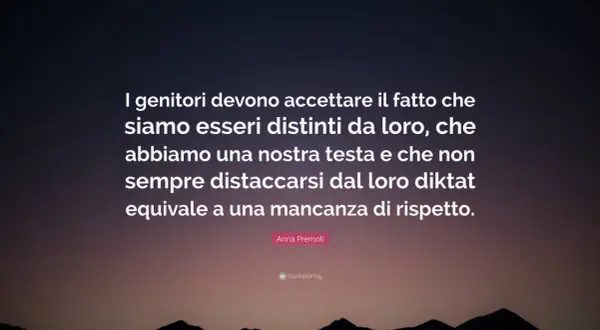 I genitori devono accettare che siamo distinti, con testa nostra. Non sempre distaccarsi dal loro diktat equivale a mancanza di rispetto.