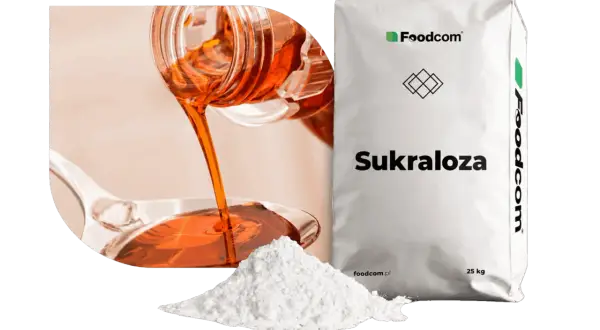 Słodzik sukraloza w proszku i płynie. Opakowanie Foodcom 25 kg.