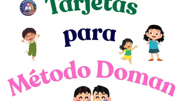 Tarjetas para Método Doman con niños alegres.
