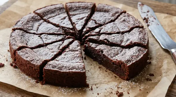 En saftig kladdkaka, perfekt skuren och pudrad med florsocker. Ett enkelt kladdkaka recept som alla kan lyckas med.