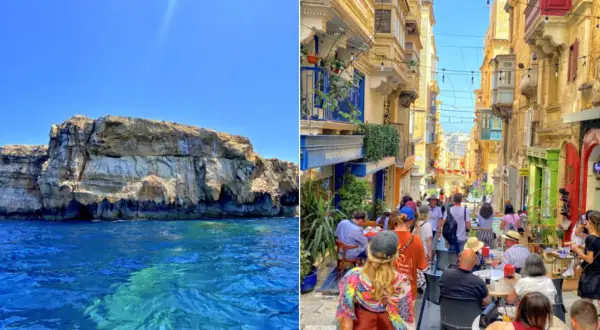 Malta: klify nad turkusowym morzem i urokliwa uliczka z kawiarniami. Co jest większe Malta czy Warszawa? Malta jest mniejsza.