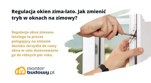 Dłoń reguluje okno śrubokrętem, zmieniając docisk skrzydła.